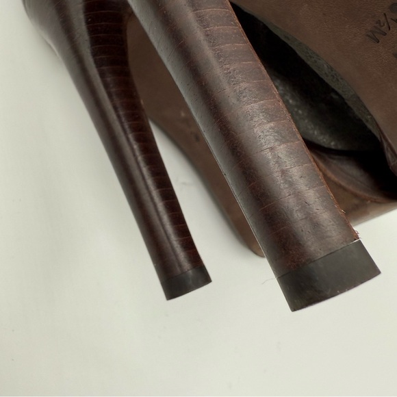 Tory Burch Lawson Bootie Pewter Brown Leather Platform Stiletto Ankle Boots 8.5 - Picture 12 of 17